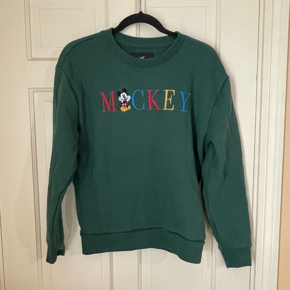 Hollister Tops - Hollister Mickey Mouse Embroidered Spell out Sweatshirt Size XS Green VTG Style